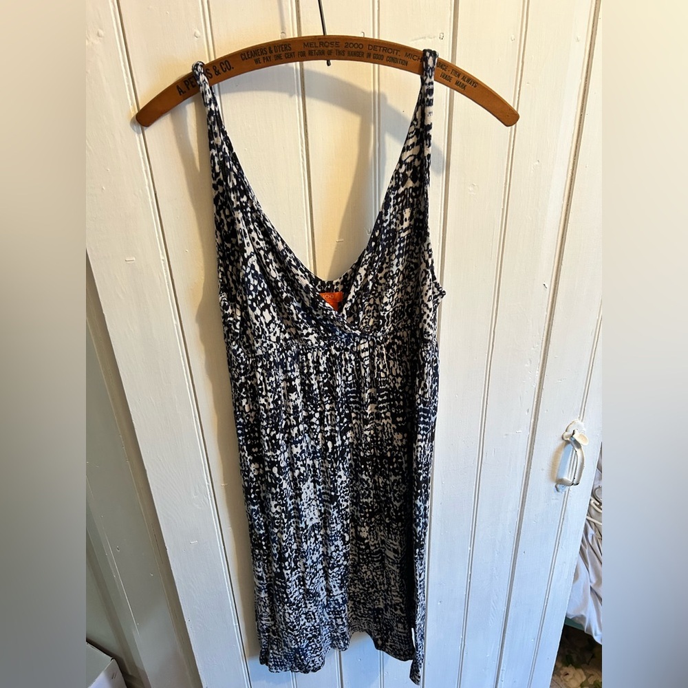 (3/$20) Joe fresh medium blue & white polka dot geometric sleeveless vneck dress
